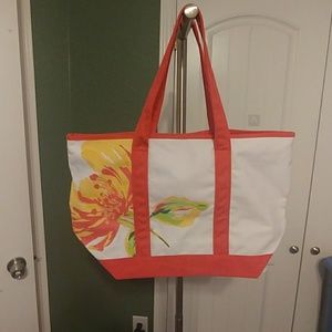 Bass Summer Fun M orange white Beach Bag Purse